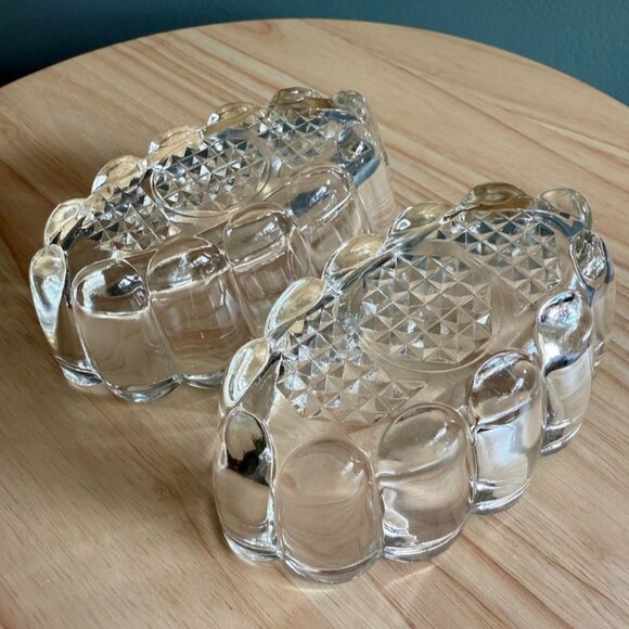 Vintage Princess House Clear Crystal Scalloped Oval Bowls Set Of 2 - Picture 7 of 10